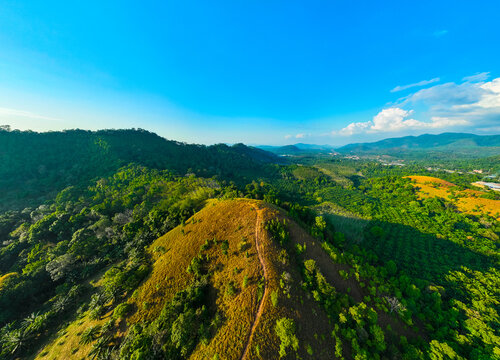 Aerial view mountains trees in ranong Thailand
