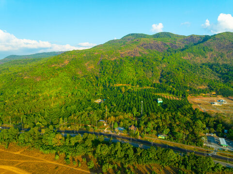 Aerial view mountains trees in ranong Thailand