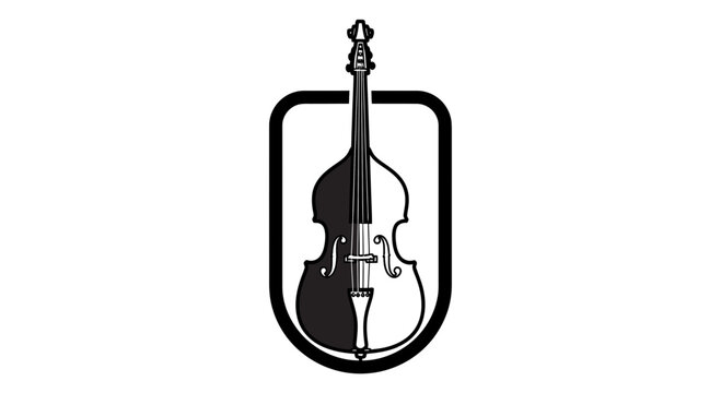 Black violin silhouette in oval frame.