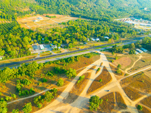 Aerial view mountains trees in ranong Thailand