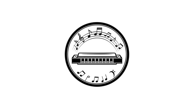 Black and white harmonica musical instrument.