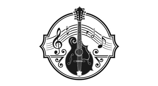 Mandolin musical instrument logo design.