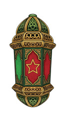 Ornate Lantern with Star Design and Patterns.