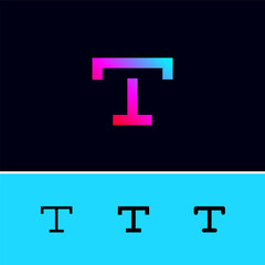 Fototapeta premium Letter T, digital alphabet cyber font, including set of four different set letters T, vector illustration 10EPS