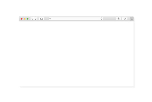 Modern browser window design isolated on transparent background. Web window screen mockup. Internet empty page concept with shadow. Vector PNG