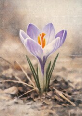 Naklejka premium Purple crocus flower in bloom.