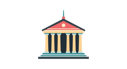 Obraz premium Cartoon illustration of a classical building on white background