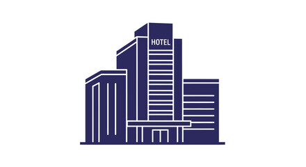 Fototapeta premium Modern hotel building architectural illustration for travel and accommodation