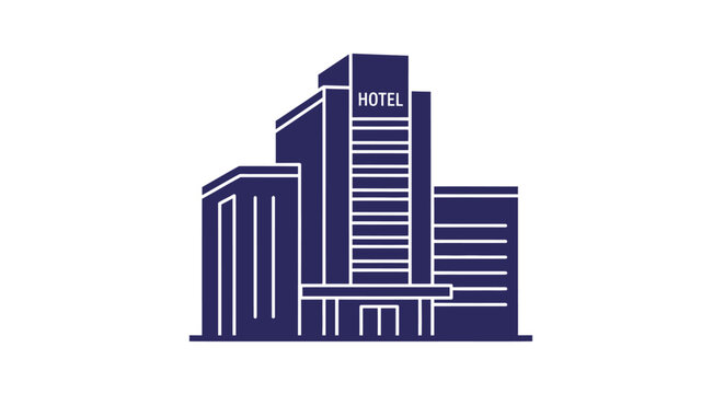 Modern hotel building architectural illustration for travel and accommodation