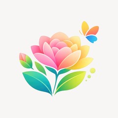 Fototapeta premium Colorful flower with butterfly