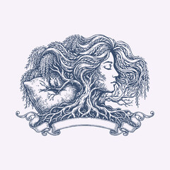 Fototapeta premium Dream Therapy, Night Serenity, and Wellness Sleep Illustration