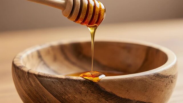 close-up of honey being poured