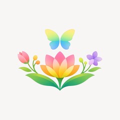 Fototapeta premium Colorful floral butterfly illustration