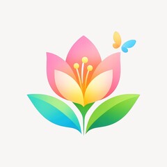 Fototapeta premium Colorful flower with butterfly