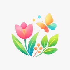 Naklejka premium Colorful nature with butterfly