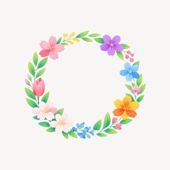 Naklejka premium Colorful floral wreath illustration.