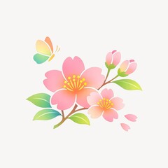 Fototapeta premium Delicate blossoms with butterfly