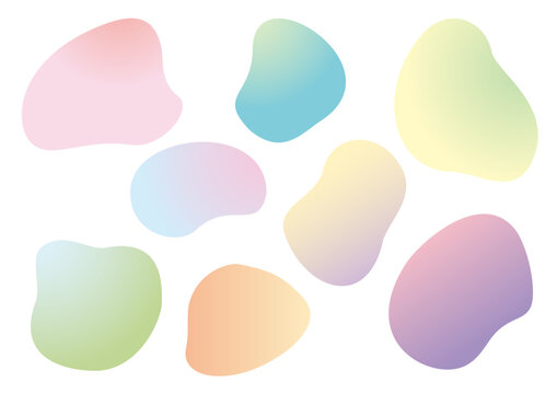 かわいい丸い曲線フォルムのグラデーションフレームセット、カラフル、ピンク、イエロー、ブルー、オレンジ、グリーン