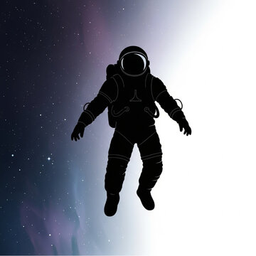 Astronaut in Space Suit Floating Freely.