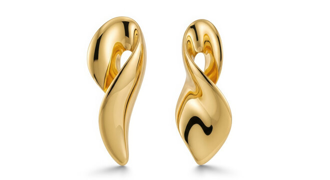 Elegant Gold Earrings with Unique Swirl Design and Black Accents