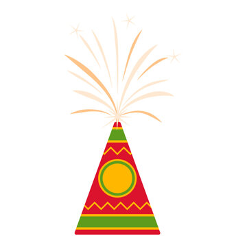 Traditional Diwali anar firecracker with sparkles