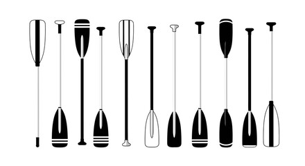 Set of Black and White Boat Paddle and Oar Icons © Basecamp