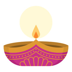 Obraz premium Lit Diya lamp at Diwali, Indian traditions and celecrations concept, isolated