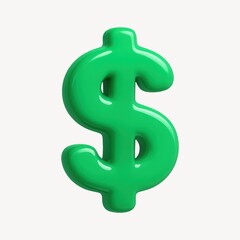Obraz premium Glossy green dollar symbol illustration.