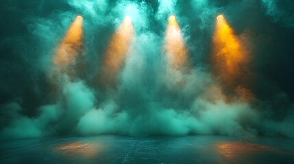 Fototapeta premium Dramatic stage lighting effect with smoke