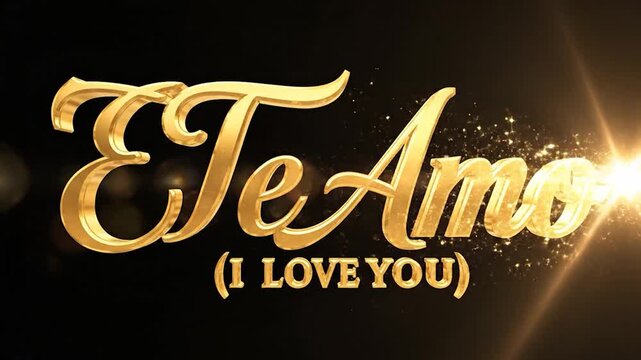 Elegant golden text expressing affection with sparkling particles
