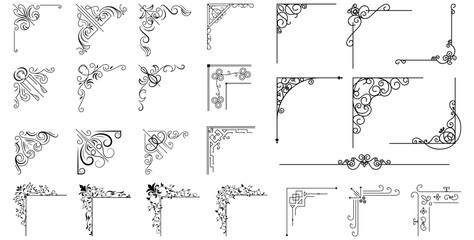 Decorative corner frame set. Vintage corner set. vector frame corners 