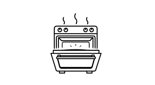 Open Oven with Steam Rising - Kitchen Appliance Icon