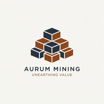 Aurum Mining Logo Design with Stacked Blocks Representing Value and Unearthing.