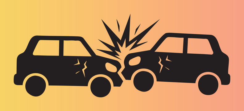 Frontalcarcrashaccidentillustrationwithimpactanddamage