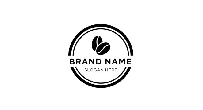 Coffee bean brand logo design with circular frame and text placeholder.