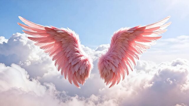 Pink angel wings in sky