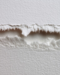 Fototapeta premium Macro Shot of Torn Edge on Thick White Watercolor Paper Texture