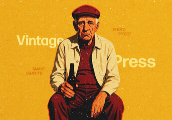 Vintage Press Print Effect Mockup