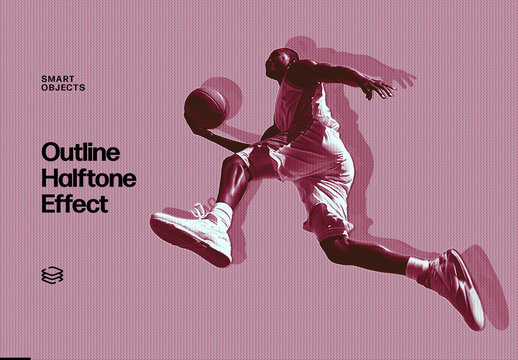 Outline Halftone Effect Mockup