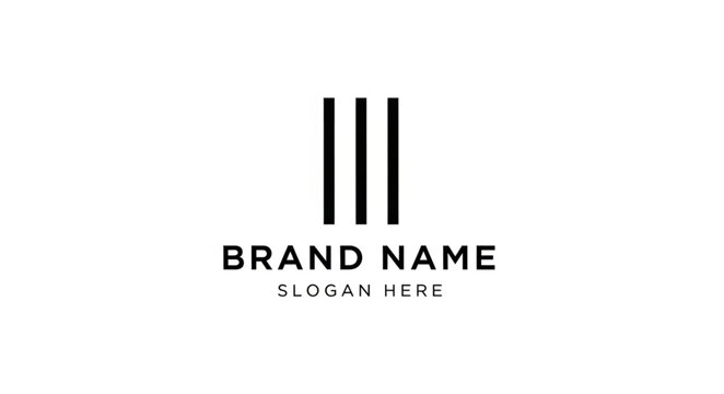 Minimalist brand logo design with three vertical lines and placeholder text for business identity.