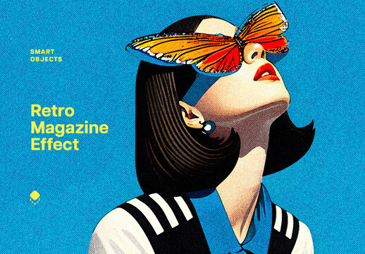 Old Magazine Photo Effect Mockup