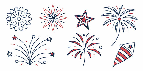 A vibrant collection of colorful fireworks and sparklers in various shapes and patterns © Alone