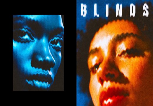 Blinds Distort Poster Photo Effect Mockup