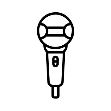 Handheld microphone with a circular noise filter on top isolated on white background, Vector