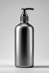 Fototapeta premium Shiny, metallic, minimalist lotion or soap dispenser, isolated on a white backdrop