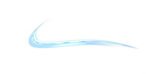 A glowing blue light with a smooth curve and a soft glowing blur. An abstract wave trail, for light and dark backgrounds, for futuristic overlays, digital effects.  © MAKSYM