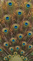 Obraz premium Vibrant Peacock Feathers Displayed Close Up.