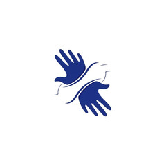 Fototapeta premium Blue Hands Reaching Outwards with Dove.