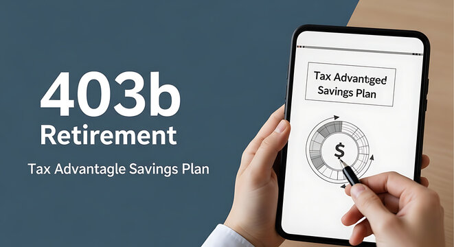 Tax Advantaged 403b Retirement Savings Plan Concept for Strategic Long Term Financial Planning Wealth Growth and Secure Investment Portfolio Strategy for Employee Benefits and Future Stability