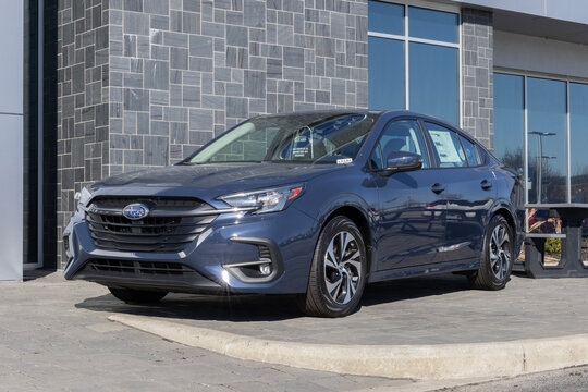Subaru Legacy Premium SUV display at a dealership. Subaru offers the Legacy with a 2.5L DOHC BOXER engine. MY:2026